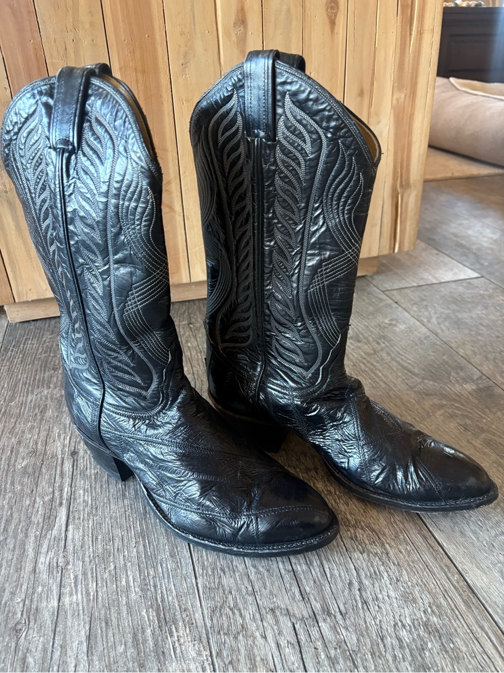 Tony Lama Rylen-style, Exotic Ostrich & Leather Boots